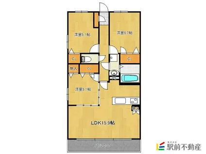 グランヴェール(3LDK/2階)の間取り写真