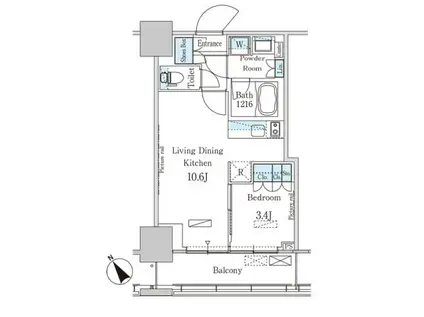 パークアクシス横濱関内SQUARE(1LDK/5階)の間取り写真