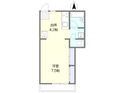 アミーハイム(1K/2階)の間取り写真