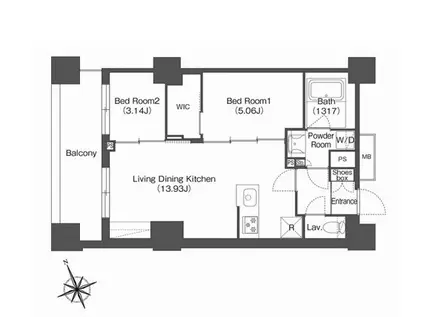 コンフォリア西荻窪(2LDK/10階)の間取り写真