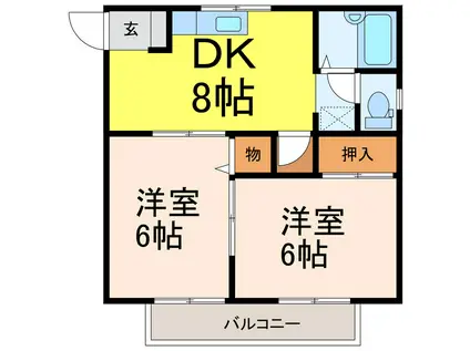フレッシュハイツ(2DK/1階)の間取り写真
