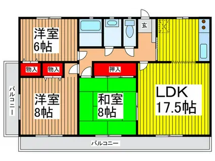 ベルカントビル(3LDK/3階)の間取り写真