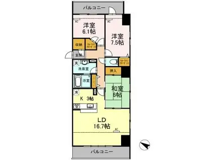 ロイヤルKJ(2LDK/4階)の間取り写真