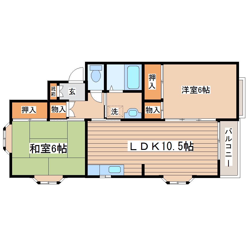 ファーストエイト福室II(2LDK/2階)の間取り写真