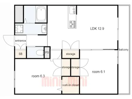 HEBEL GARDEN松山町(2LDK/1階)の間取り写真
