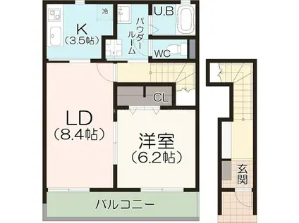 LANGE VERL(1LDK/2階)の間取り写真