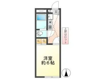 エスポワール加納(1K/2階)の間取り写真