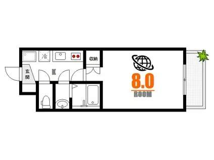 ロアール榎町(1K/6階)の間取り写真