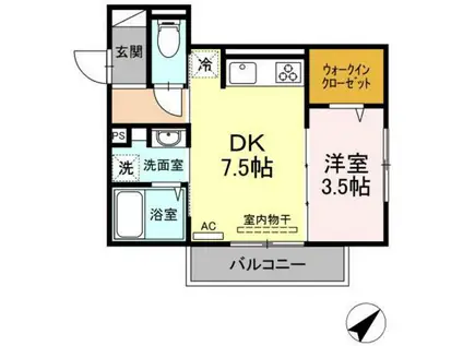 FIKA 長楽寺(1DK/2階)の間取り写真