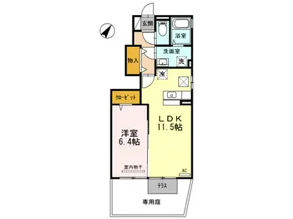 御所アリビオ(1LDK/1階)の間取り写真