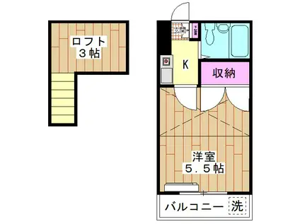アーバンパレス高砂(1K/2階)の間取り写真