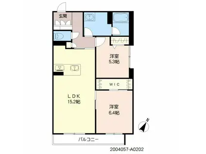 ブルームステージ紫原(2LDK/2階)の間取り写真