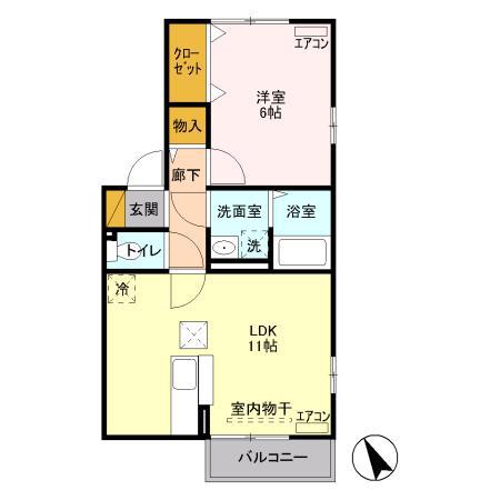 パルクヴェール(1LDK/1階)の間取り写真