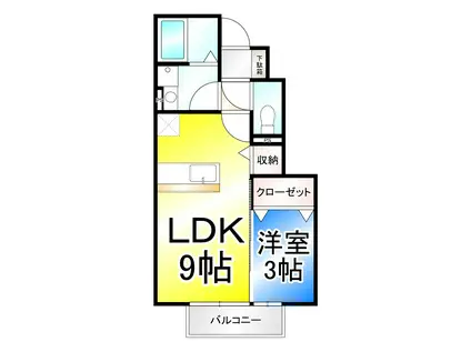 ラシーヌT(1LDK/1階)の間取り写真