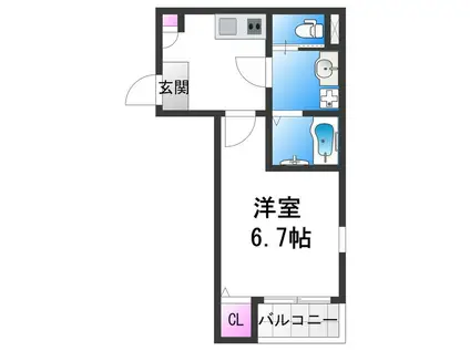 南大阪ミカーサ(1K/2階)の間取り写真