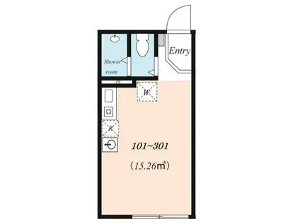 OCEAN BEACH(ワンルーム/1階)の間取り写真