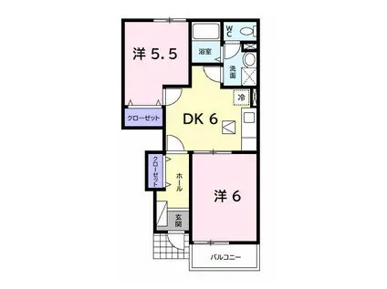 プラムフィールドD(2DK/1階)の間取り写真