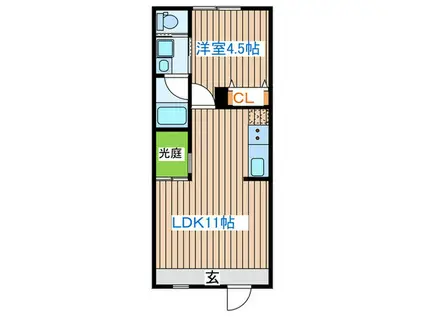 LAND新田東(1LDK/1階)の間取り写真