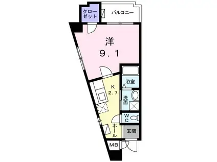 エレガントTABARU(1K/3階)の間取り写真