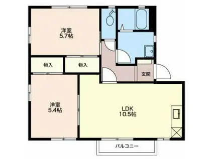 フレグランスAE棟(2LDK/2階)の間取り写真