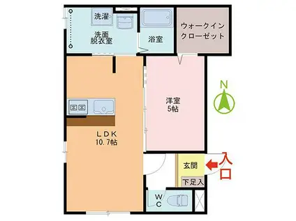 カーサ・フォンターナ(1LDK/1階)の間取り写真