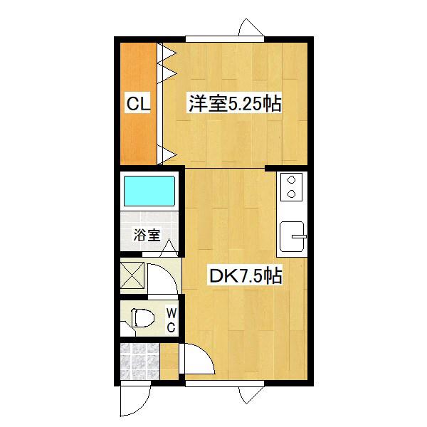 アスリープ(1DK/2階)の間取り写真