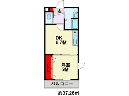 華里レジデンス(1DK/3階)の間取り写真