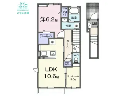 ラヴィベール.JJ.II(1LDK/2階)の間取り写真