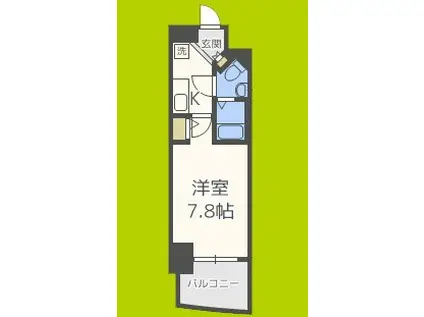 ラシュレエグゼ難波南(1K/13階)の間取り写真