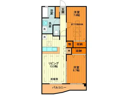 らくりーぶ21下田(2LDK/3階)の間取り写真