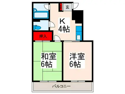 メゾンドヴィラージ(2K/4階)の間取り写真