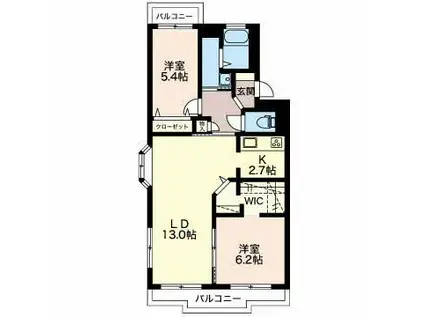 コモド天野(2LDK/4階)の間取り写真