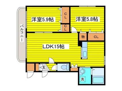 カサグランデN17(2LDK/3階)の間取り写真