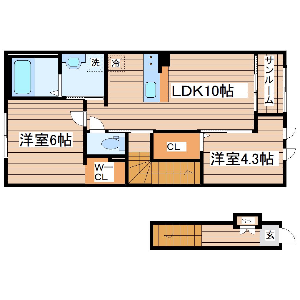 オーキッドガーデン(2LDK/2階)の間取り写真