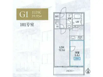 THE PALMS MUSE 新江古田(1LDK/1階)の間取り写真