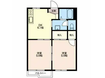 ノーブルエルドラド(2DK/2階)の間取り写真