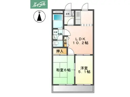 ファインヴィーブル参番館(2LDK/3階)の間取り写真