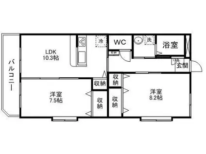 エスポワール中山(2LDK/1階)の間取り写真