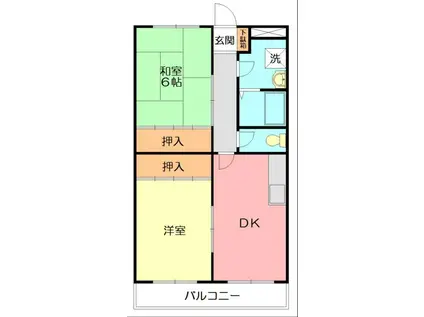 ロイヤルマンション(2DK/3階)の間取り写真