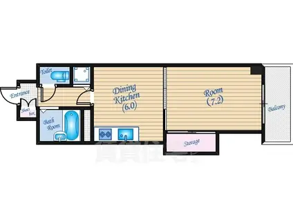 オーブ舟入本町(1DK/5階)の間取り写真