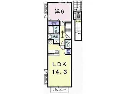 イーストピ-ス(1LDK/2階)の間取り写真