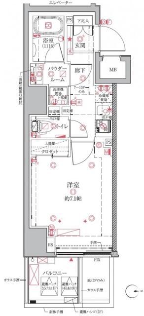 クレイシアIDZ浅草(1K/5階)の間取り写真