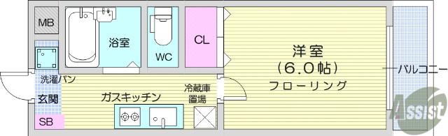コーポKAYABA(1K/2階)の間取り写真