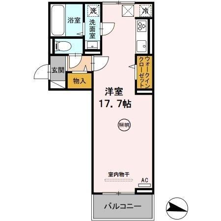 DーROOM石丸(ワンルーム/1階)の間取り写真