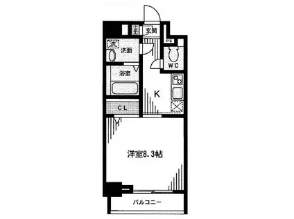 エスポワール(1K/4階)の間取り写真