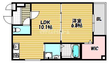 STスクエア徳庵(1LDK/1階)の間取り写真