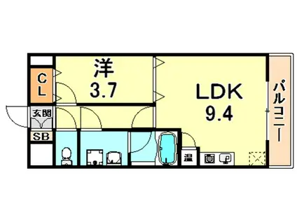 モアライフ魚崎(1LDK/3階)の間取り写真