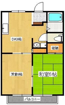 サンライフ松本(2DK/1階)の間取り写真