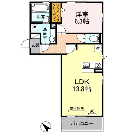 エスポワール(1LDK/3階)の間取り写真