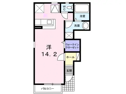 プラシード(1K/1階)の間取り写真